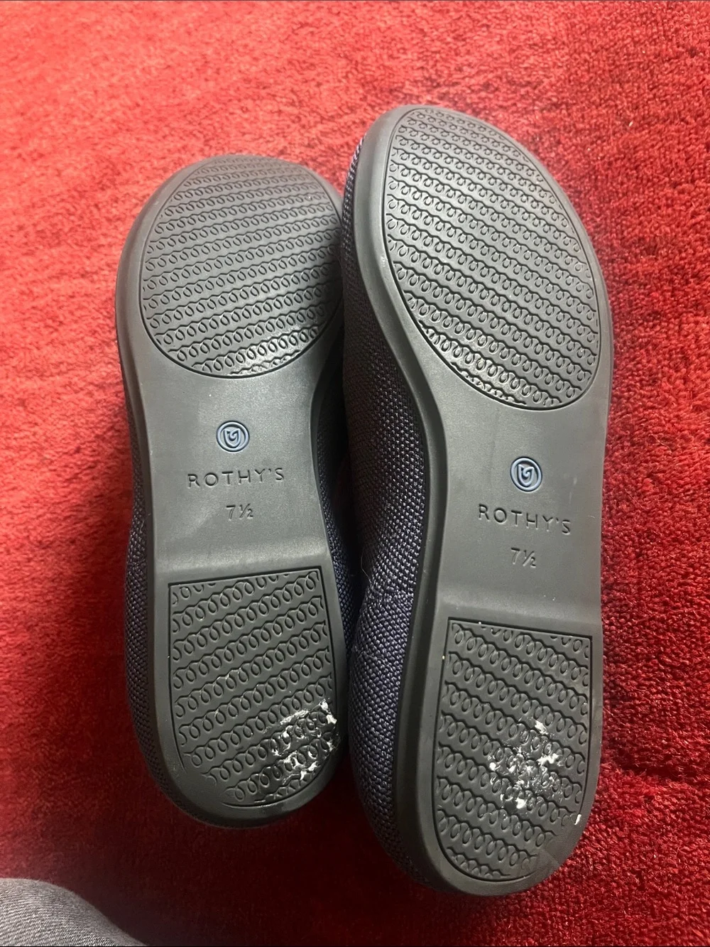 Rothy's Black Knit Pointed Flats with Blue Trim and Lime Insoles